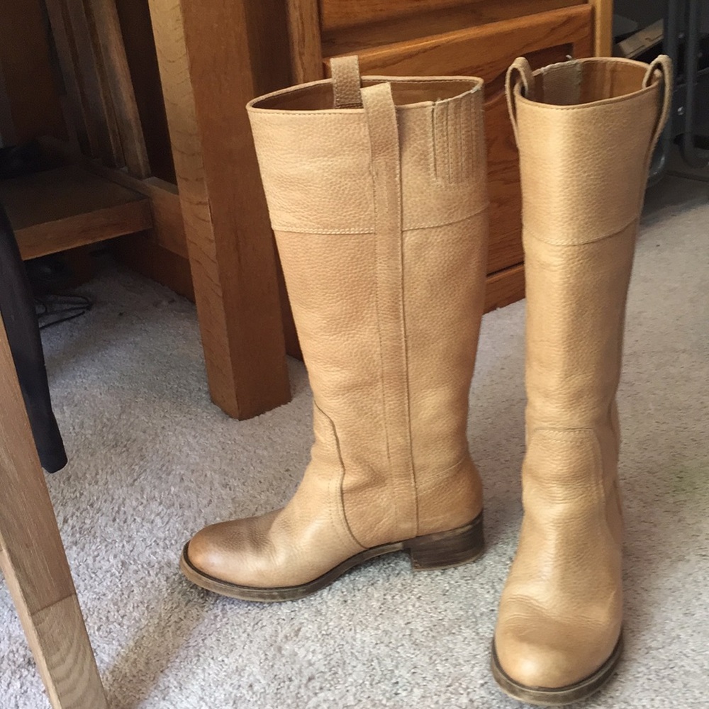 Blonde below the knee boots